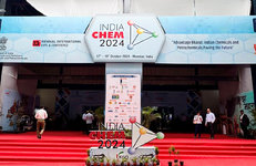 Стенд белорусских нефтехимических предприятий на выставке India Chem 2024 посетили министры химпрома и торговли Индии